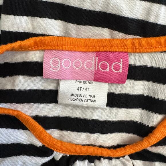 Goodlad Girls 4T Halloween Dress Pumpkin Pockets Black White Bell Sleeve Cotton‎ - Picture 2 of 9